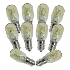 Kit 10 Lampada E14 15w 127v P/ Fogoes Geladeiras Microondas Luz Branco-quente 110v