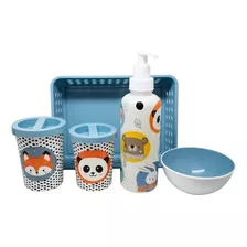 Kit De Cuidado Para Bebês Lm/ Plasutil Kit Higiene Infantil Azul/bichinhos - X 5