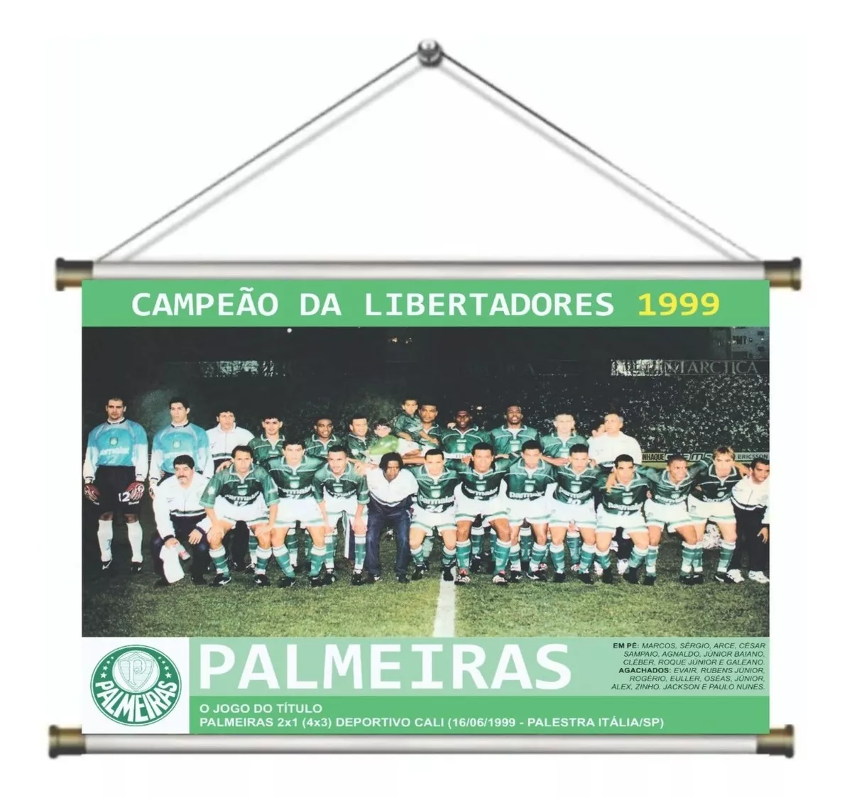 Banner Pôster Palmeiras Libertadores 1999 Lona 60x40cm
