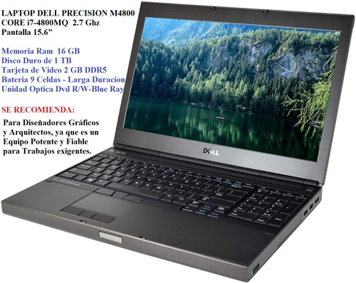 Laptop Dell Precision M4800 Core I7/16gb/1tb-tienda Chacaito