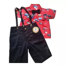 Conjunto Carros Mcqueen Camisa Menino Festa Com Gravata