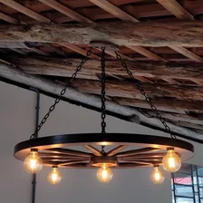 Lustre Pendente Luminária Roda De Carroça Alta Qualidade Gg