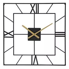 Reloj De Pared De Metal Negro Cuadrado Grande De 25 Pulgadas