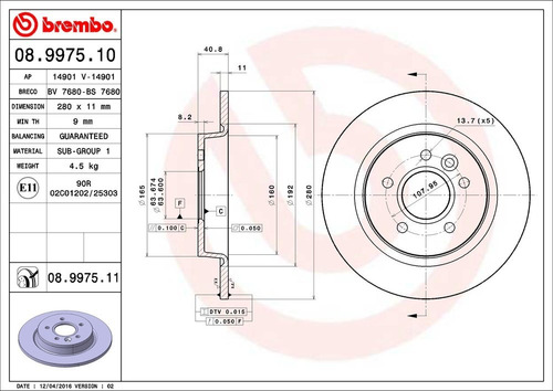 Disco Brembo Volvo S40 1.8 Flexfuel 2007-2009 Tras Pza Foto 2