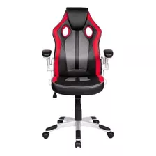 Cadeira De Escritório Pelegrin Pel-3009 Gamer Ergonômica Vermelha, Preto E Cinza Com Estofado De Couro Pu