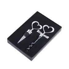 Set Destapador Sacacorchos De Vino Corazón - Novios - 2 Pcs