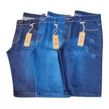 Kit 2 Bermudas Masculina Jeans Lycra Elastano