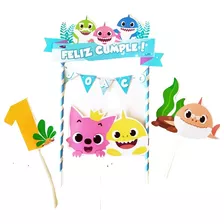 Adorno De Torta Cake Topper Pinchos Para Decorar Baby Shark