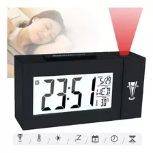 Relogio Despertador Mesa Digital Projetor Temperaturas Horas Cor Preto