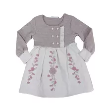 Vestido Infantil Kiki Xodó Luxo Inverno Manga Longa 1100025