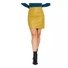 Mini Falda Ecocuero Amarillo Nicopoly