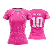 Camisa Seleção Brasileira Feminina Rosa Com Nome E Numero