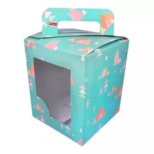 Caja Pan Dulce 1/2 Kg Visor Motivo Navideño 13x16 Cm -cc