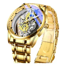 Relógio Masculino Automático De Luxo Quartzo Dourado /prata 