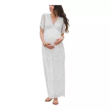 Vestido Largos Blanco Maternidad Novia De Fiestas Elegante 