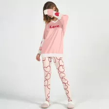 Pijama Manga Longa Com Legging Feminino Cor Com Amor 13053