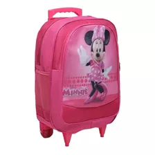 Mochila Minnie Mouse Escolar Rodinhas Duas Repartições Minf8