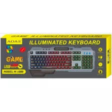 Teclado Gamer Semi Mecánico Retroiluminado Aoas M1000 Shine Color Del Teclado Negro