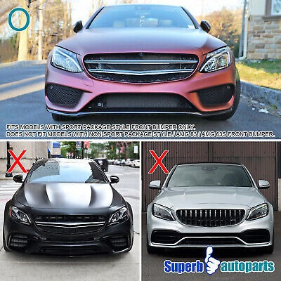 Fits 2015-2018 Benz C-class W205 Glossy Black Front Red  Spa Foto 9