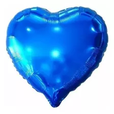 Balão Coração Metalizados Azul 45cm - Kit Com 20un