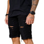 Bermuda Jeans Masculina Rasgada Destroyed Linha Gold Verão Preto 48