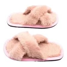 Pantufa Feminina Pelúcia Cruzada Chinelo Sandália Premium