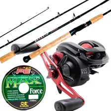 Kit Pesca Carretilha Maruri Montana 10 Rol + Vara E Brinde