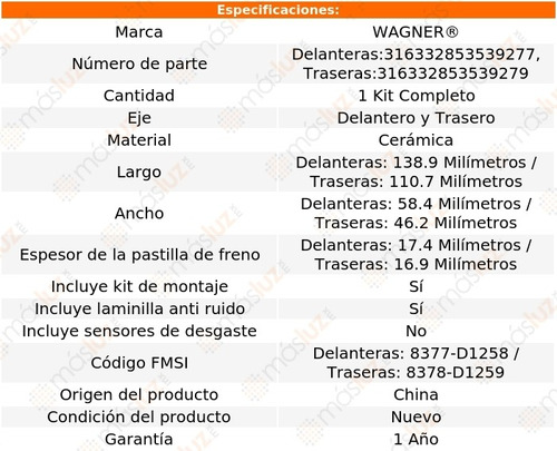 Jgo Balatas Cermicas Delanteras Y Traseras Cx-7 07/12 Foto 2