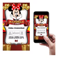 Convite Digital Animado Minnie Vermelha Para Whatsapp 