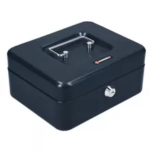 Caja Cofre De Seguridad Cuadrada 20cm Con Bandeja Hermex Color Azul Oscuro