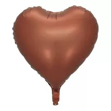 50 Balão Coração Cafe Chocolate Fosco Metalizado 45cm Festa