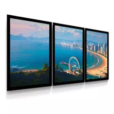 3 Quadros Decorativos Cidade De Balneário Camboriú 42x90 Cm