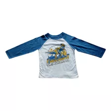 Playera De Niño Manga Larga Arizona Crema/azul Talla 4-5