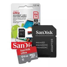 Cartão De Memória Sandisk Ultra Com Adapt Sd 64gb - 8 Uni