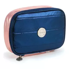 Estojo Escolar Organizador Nylon Grande Retangular Feminino Cor Azul