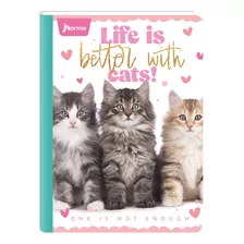 Libreta Cosida Norma 100 Hojas Cats Con Stickers