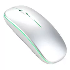 Mouse Sem Fio Recarregável Wireless Led Rgb Ergonômico Cor Prata