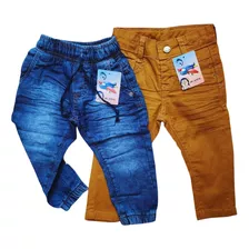 Combo 2 Calças Jeans Bebe Menino Com Elastano P M E G