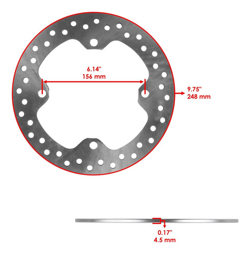 Disco Freno Trasero Polaris Sportsman 550/850/1000 2009-2023 Foto 2