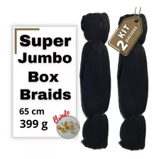 2 Pacotes De Super Jumbo Braid Clássco + Agulha Ponta Gancho Cor 1 Preto Intenso