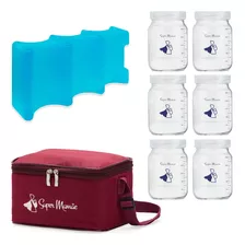 Kit Bolsa Térmica + 6 Potes Para Leite Materno De 200ml