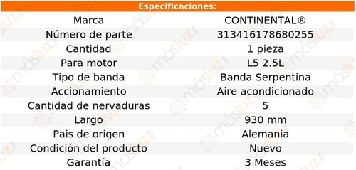 Banda 930 Mm Acc Tl Acura L5 2.5l 95/98 Continental A/a Foto 5