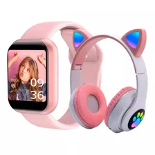 Relógio Smartwatch Feminino + Fone De Ouvido Lad Gatinho Nfe