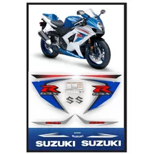 Kit Adesivo Compatível Moto Gsxr 1000 2008 Azul E Branca