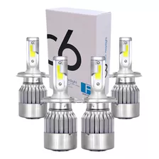 Kit 4 Lâmpadas Super Led Farol Baixo/alto E Milha 6000k C6