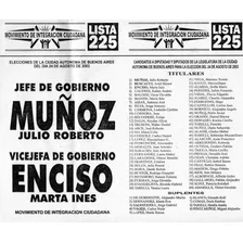 Boleta Electoral Movimiento De Integración Ciudadana 2003