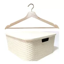 Caja Organizadora Simil Rattan Grande X 4 Mas 8 Perchas