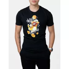 Playera Hombre Casual Negra Mario Cat Gamer Alexis Roman