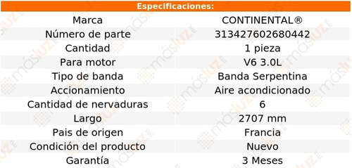 Banda 2707 Mm Acc Aerostar V6 3.0l 95/97 Continental A/a Foto 3