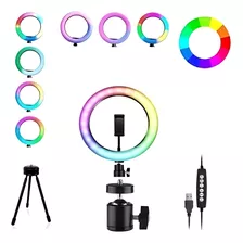 Kit Ring Light 8 Pol Tripé Iluminador Selfie Vídeos Make